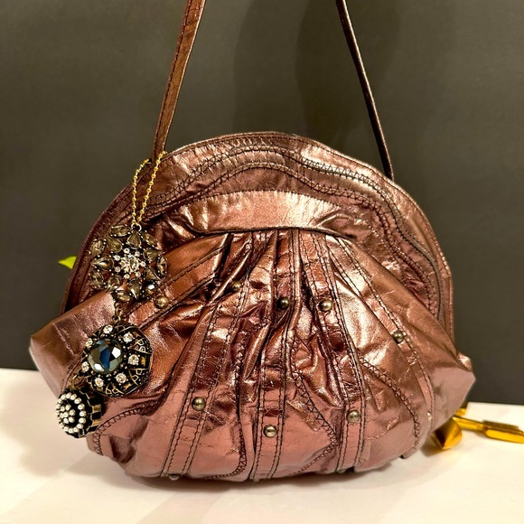 Pinky Bags Vintage Pinky Metallic Copper Leather Art Deco Shoulder